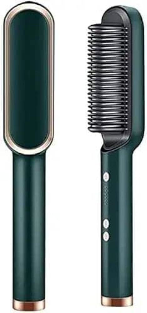 Electric Hair Straightener Brush Heated Comb Straight & Curly Styling Tool